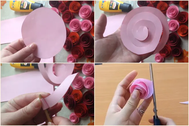cách làm hoa hồng bằng giấy bìa