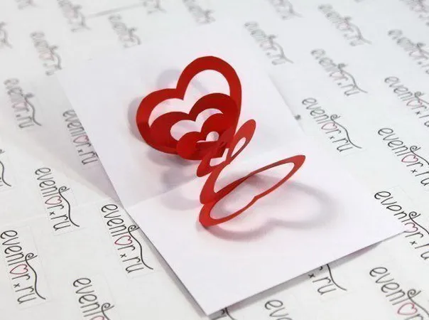 Thiệp 3D trái tim đơn giản